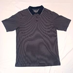 Cutter & Buck Navy & White Striped Short Sleeve Polo Shirt.